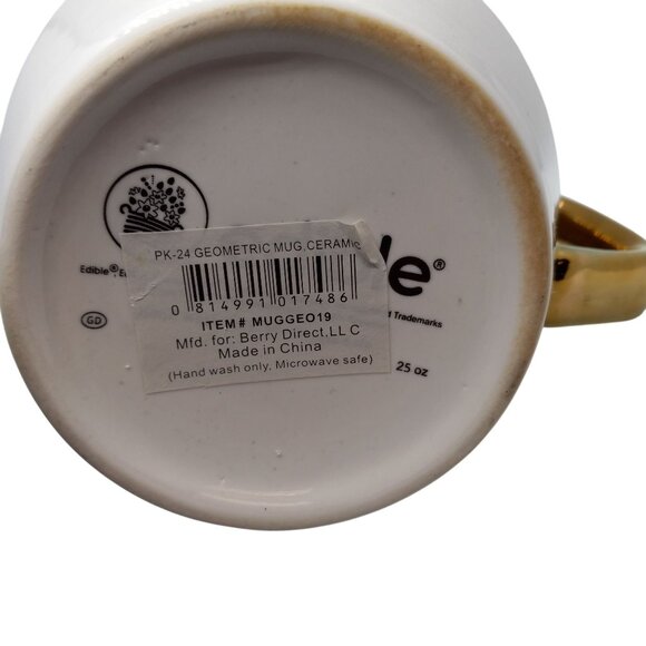 Edible Arrangements Geometric Triangles Ceramic Mug Gold Handle - Picture 5 of 5